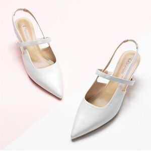 C.Paravano cream color Slingback Heels